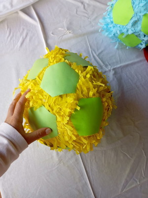 Pinata in the shape of a soccer ball handmade, like new