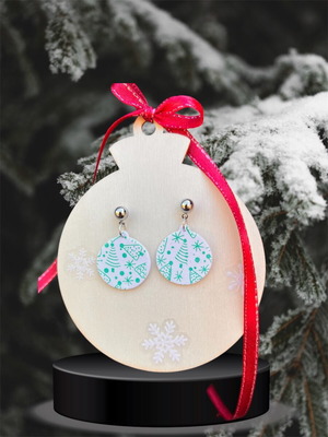 Christmas earrings new, handmade from steel and polymer clay