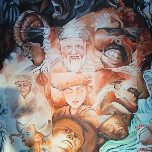 Illusion painting The face of Adam by Mikelangelo acrylics like new