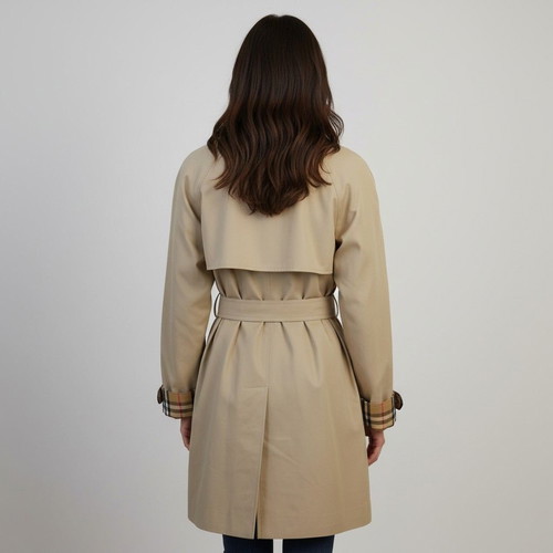 Burberry London Classic Single-Breasted Nova Check Trench Coat with Belt