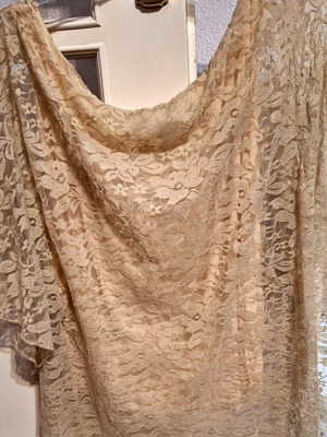 Women's lace blouse with lining used, beige, one size