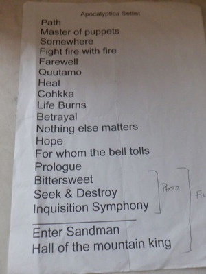 Apocalyptica authentic concert setlist Thessaloniki 2004 used, collectible