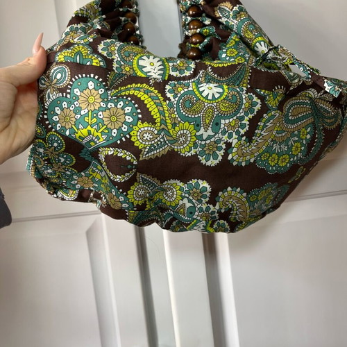 Y2K boho shoulder bag like new, brown and green