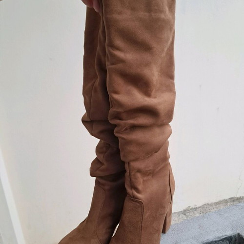 Boots tan suede knee-high like new, size 38