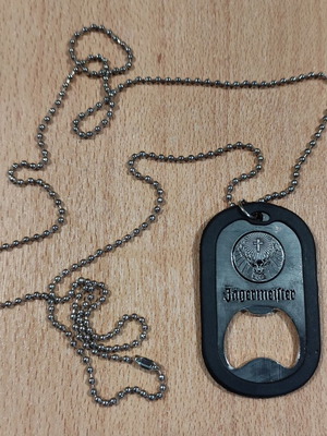 Jagermeister promotional metal bottle opener with chain like new