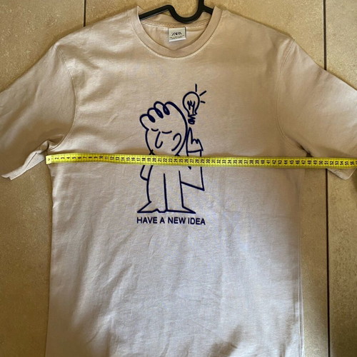 Zara men's T-shirt like new, 100% cotton, beige, small