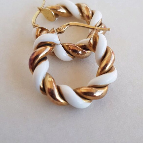 Silver 925 hoop earrings used with enamel, gold plated