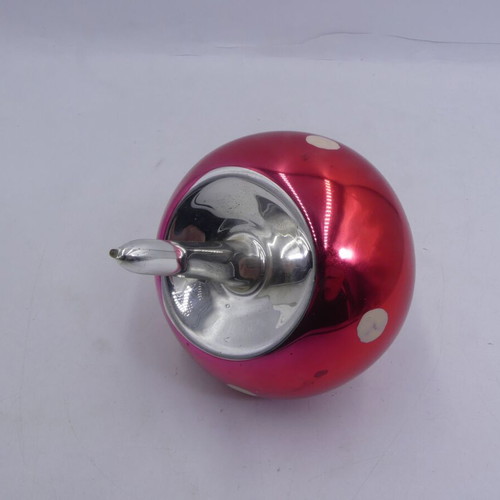 Vintage Red Glass Mushroom Christmas Ornament polka dot, used