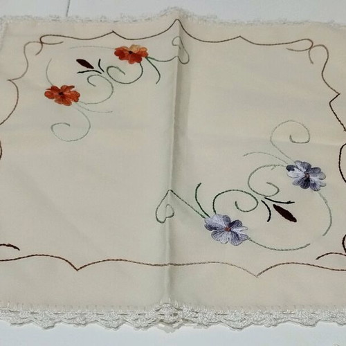 Handmade Set of 3 Embroidered Pieces with Lace New