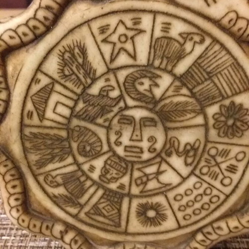 Artwork from Peru new, stone plaque with engraved symbols
