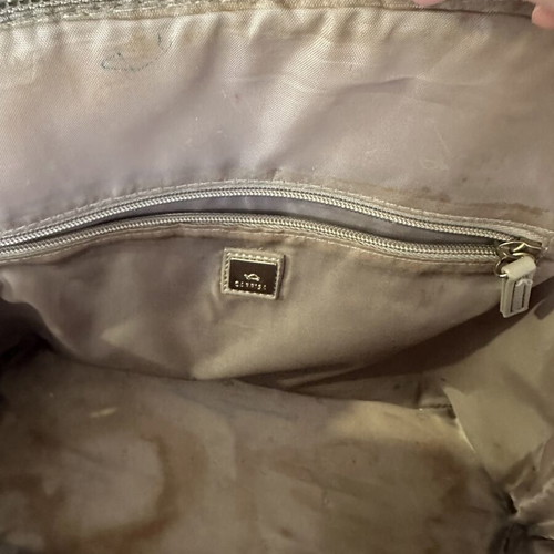 Handbag beige used with shoulder strap and zipper pockets