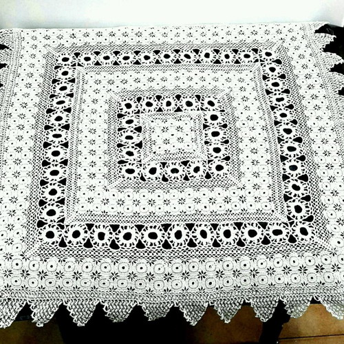Vintage handmade tablecloth embroidery used