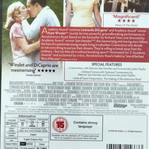 Sam Mendes Revolutionary Road Subtitles Revolutionary Road DVD Like New With… € 5,00
