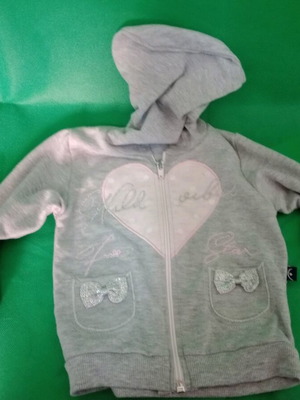Hooded jacket like new, grey for girls 80-12 months