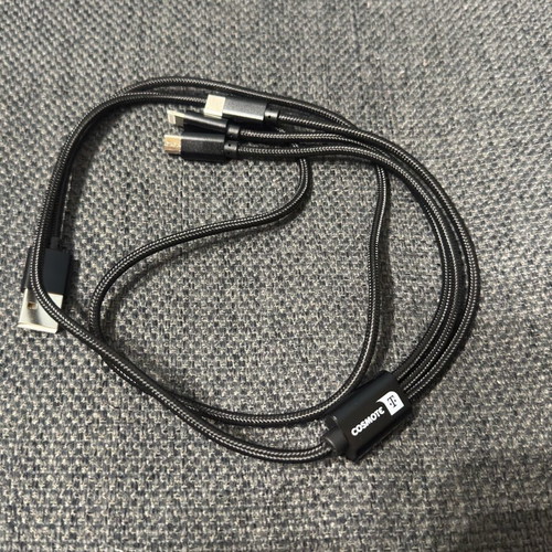 Fabric charging cable 3-in-1 1m new, USB to Lightning, Type-C, Micro-USB for iPhone and Android