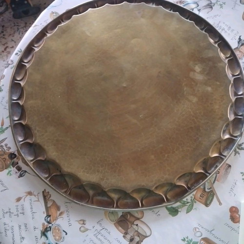 Brass tray used from 70s/80s decade, 39 cm diameter