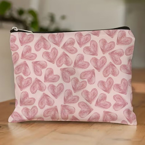 Pink Hearts Toiletry Bag new, 25x17cm
