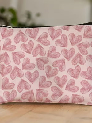 Pink Hearts Toiletry Bag new, 25x17cm