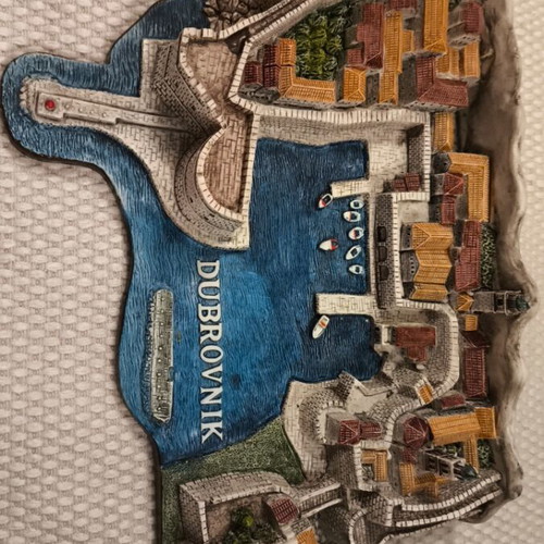 3D αναμνηστικό ανάγλυφο διακοσμητικό Ντουμπρόβνικ, παλιά πόλη και λιμάνι