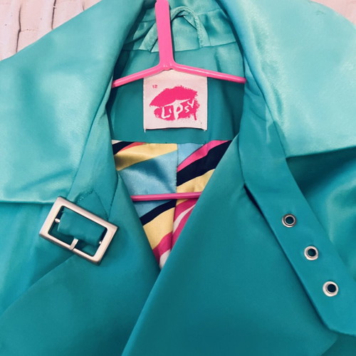 Turquoise satin coat medium new Lipsy London