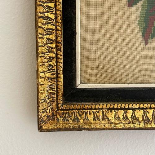 Vintage framed embroidery 47×25 cm used, handmade