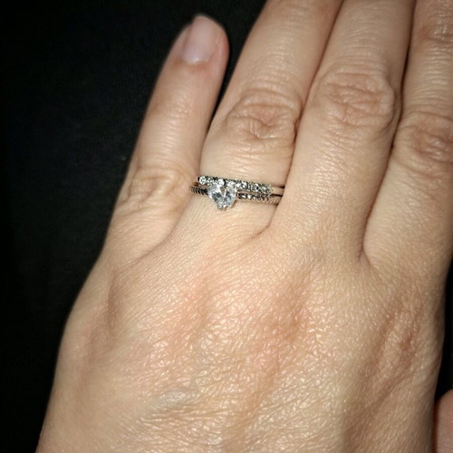 Bijou ring set new, silver, adjustable size