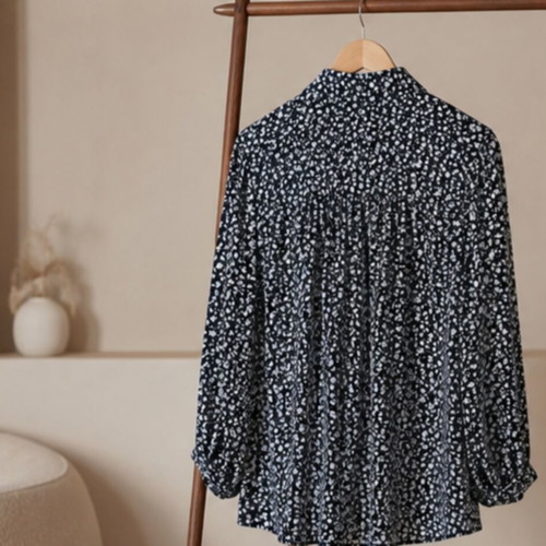 Floral Viscose Shirt L like new, black and white