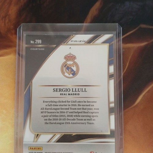 2025-26 Panini Select EuroLeague Sergio Llull Courtside SP Prizm card like new