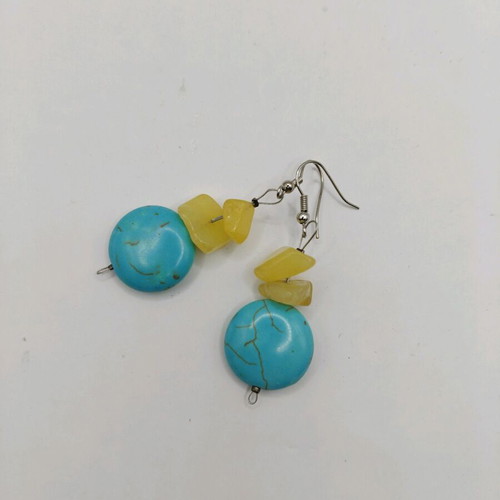 Dangling earrings new with turquoise and citrine handmade