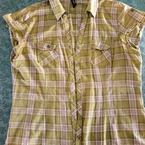Colours of the World women's plaid shirt XL used, green with pockets