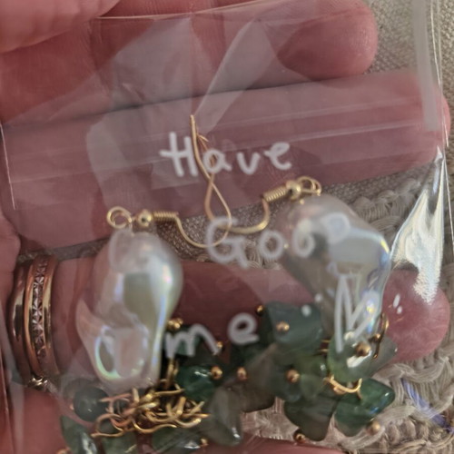 Glam dangle earrings with pearl and semi-precious stones