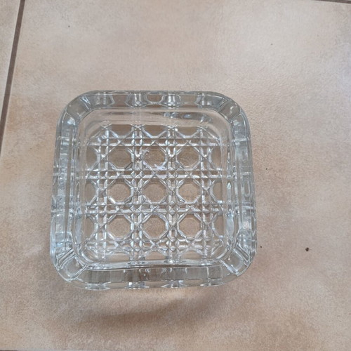 Diamond square crystal ashtray by AVIR like new