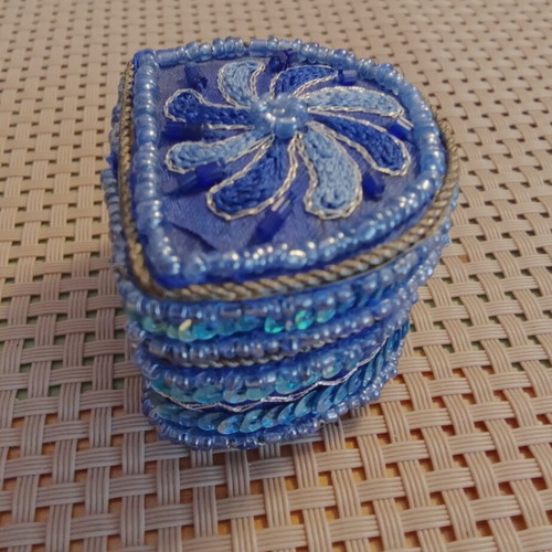Handmade small box with beads and sequins, like new