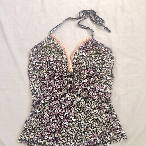 Halter Top Liu Jo floral with strass and lace Small new