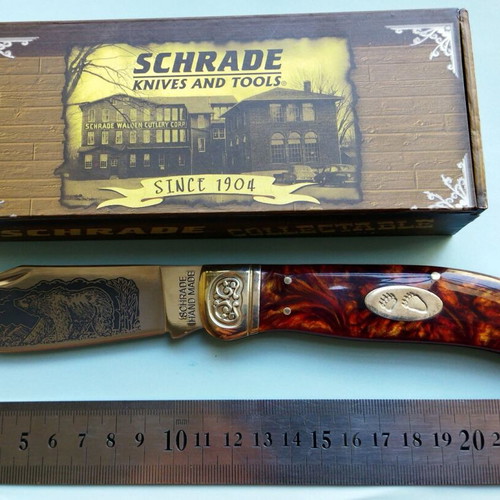 Schrade Limited Edition 2007 Handmade Knife with Bear Engraving Acrylic New