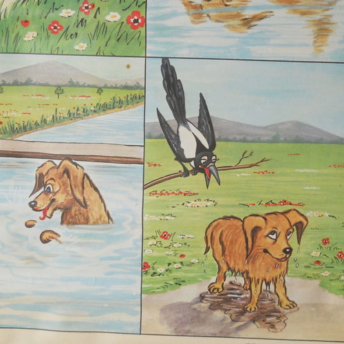 Old school map used, The dog and the piece of meat
