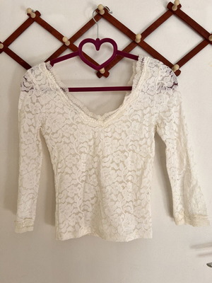 Bershka lace blouse, size small, white, 3/4 sleeve