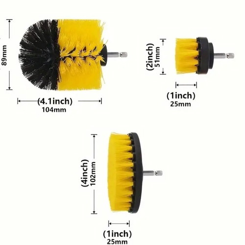 Set of 3 drill cleaning brushes new