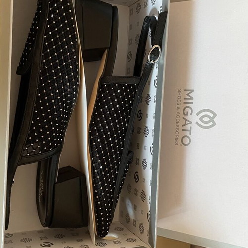 Migato sandals with strass like new, size 39, black