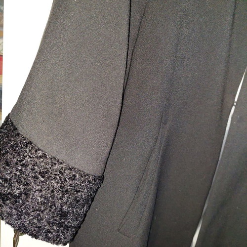 Angelo black wool coat used, size XL, astrakhan fur collar