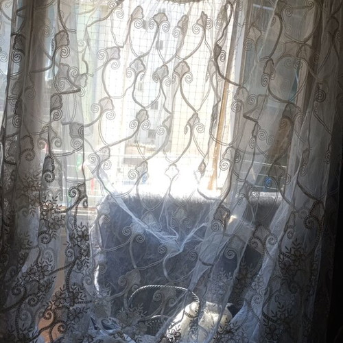 Acrylic Tulle Curtain used, white sugar color with embroidered floral glitter