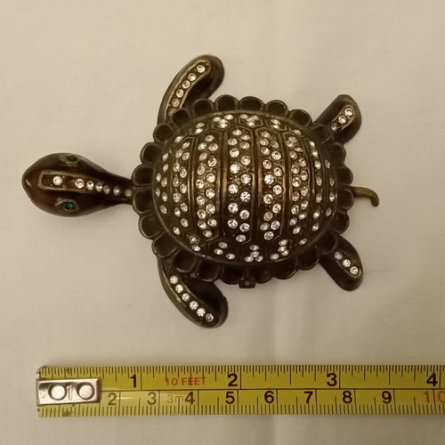 Bronze turtle used with rhinestones, decorative paperweight