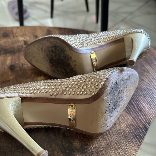 Dodici high heels used, size 37, champagne with rhinestones