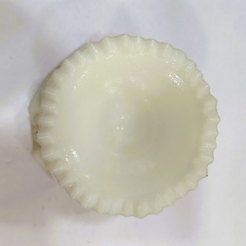 Fenton Pinwheel Candy Dish in Custard Satin Glass like new
