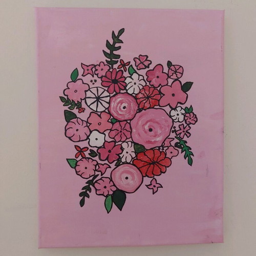Canvas frame flowers handmade new