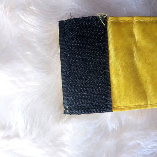 Handmade wide cuff bracelet with yellow beads and sequins like new