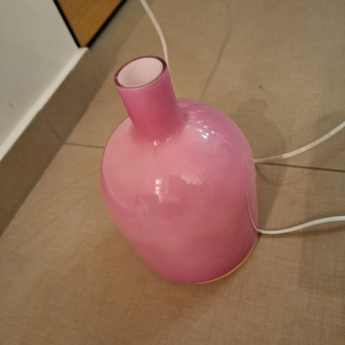Glass bedside table lamp like new, pink