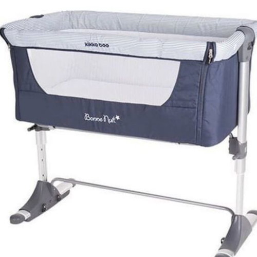 KIKKA Boo bonne nuit baby cot like new, blue with side opening and height adjustment