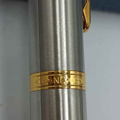 Inoxcrom pen with original box, gold electroplated details