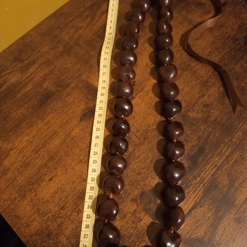 MNG Long Kukui Nut Necklace Like New, Brown